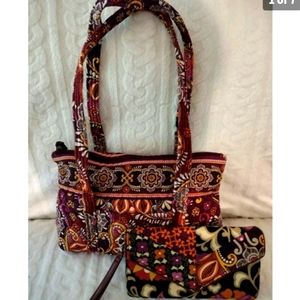 Vera Bradley Sunset Safari Shoulder Bag And Wristlet Set
